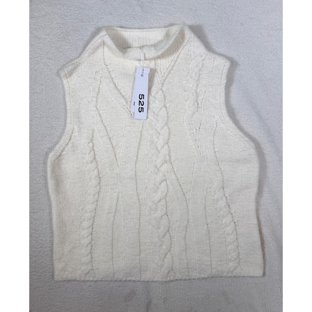 525 America Women‎ Sea Salt White Kendall Funnel Neck Cable Tank